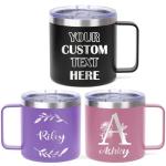 Personalized Insulated Coffee Tumbler with Handle
