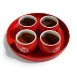 Red Porcelain Wedding Tea Cups - Set of 2