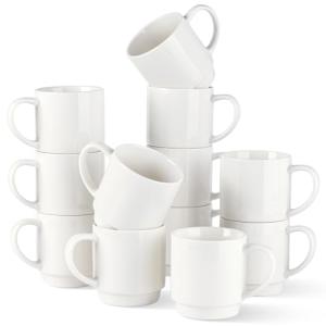 11oz Stackable Ceramic Coffee Mugs Set of 12