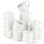 11oz Stackable Ceramic Coffee Mugs Set of 12