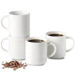 TEAKISS Large White Ceramic Coffee Mugs Set of 4