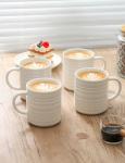 TEAKISS Large White Ceramic Coffee Mugs Set of 4