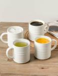 TEAKISS Large White Ceramic Coffee Mugs Set of 4