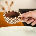BuleVina Retro Checkered Coffee Mug Set