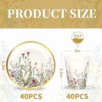 80 Pcs Vintage Floral Tea Cups and Plates Set