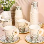 80 Pcs Vintage Floral Tea Cups and Plates Set