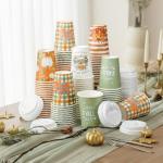 Fall-Themed Disposable Paper Cups - 100 Count