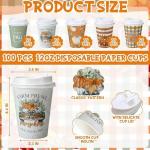 Fall-Themed Disposable Paper Cups - 100 Count