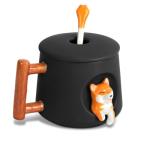 Cute Shiba Inu Ceramic Mug with Lid and Spoon