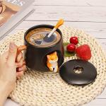 Cute Shiba Inu Ceramic Mug with Lid and Spoon