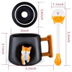 Cute Shiba Inu Ceramic Mug with Lid and Spoon