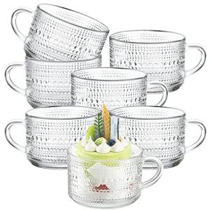 Set of 6 Vintage Stackable Glass Coffee Mugs