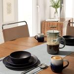 Set of 4 Blue/Ivory Ceramic Coffee Mugs