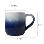 Set of 4 Blue/Ivory Ceramic Coffee Mugs