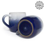 Set of 4 Blue/Ivory Ceramic Coffee Mugs