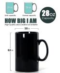 Extra Large Black Ceramic Coffee Mug 28 OZ
