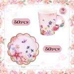 Blossom Party Disposable Tea Cups and Saucers Set