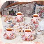 Blossom Party Disposable Tea Cups and Saucers Set
