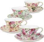 Rose Chintz Porcelain Tea Cups and Saucers Set