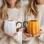 Fall Pumpkin Ceramic Coffee Mugs - Set of 2