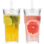 GOSCHE 20oz Clear Glass Tumblers with Straws - 2 Pack