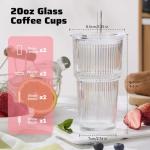 GOSCHE 20oz Clear Glass Tumblers with Straws - 2 Pack