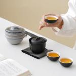 Portable Ceramic Travel Tea Set with Cups