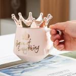 Cute Pink Queen Mug with Lid and Spoon