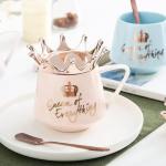 Cute Pink Queen Mug with Lid and Spoon
