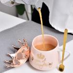 Cute Pink Queen Mug with Lid and Spoon