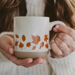 Fall Coffee Mug with Orange Leaves Design 14oz