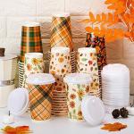 Fall Themed Disposable Coffee Cups - 96 Pack