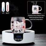 Unbreakable- Glass Tea Cup with Infuser & Lid – 16oz Borosilicate Mug with Cat & Cherry Blossom Design, Heat-Resistant Infuser Mug for Loose Leaf Tea, Microwave & Dishwasher Safe