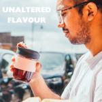 SoleCup. - Reusable Strengthened Glass Travel Cup - Spill Proof Insulated Coffee Mug - 12oz/340ml BPA-Free Hot Drink Travel Mug with Lid & Silicone Band (Ice Cream)