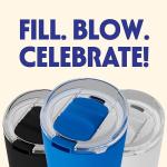 Loud Cup 23 oz Tumbler + Stadium Horn with Slide-Close Lid (Marlin Blue) - Insulated Cup Reusable Water Bottle Coffee Travel Mug - Worlds Loudest Cup for Game Day