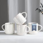 HaWare 14OZ Coffee Mugs Set of 4, Stoneware Coffee Cups with Handle, Latte Mug for Man, Woman, Dad, Mom, Modern Tea Mugs for Latte/Cappuccino/Cocoa/Milk, Dishwasher& Microwave Safe, Speckled White