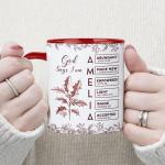 Macorner Personalized Accent Mug, God Says I Am Name Letter In Bible Toile De Jouy Style