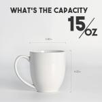 harebe 15 oz Ceramic Coffee Mug, Big Tea Cup with Large Handle Easy to Hold for Men & Women Office Work, White
