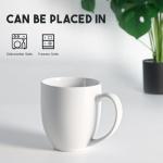 harebe 15 oz Ceramic Coffee Mug, Big Tea Cup with Large Handle Easy to Hold for Men & Women Office Work, White
