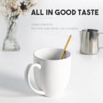 harebe 15 oz Ceramic Coffee Mug, Big Tea Cup with Large Handle Easy to Hold for Men & Women Office Work, White