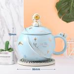 ZMHQLPDZ Funny Gift Mugs for Woman, 450ml/15oz Cute Astronaut Mug With Lid And Spoon, Kawaii Cup Novelty Mug For Coffee, Tea And Milk, Mug Gift (Light Blue)