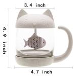 Cute Cat Glass Cup Tea Mug With Fish Tea Infuser Strainer Filter