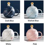 ZMHQLPDZ Funny Gift Mugs for Woman, 450ml/15oz Cute Astronaut Mug With Lid And Spoon, Kawaii Cup Novelty Mug For Coffee, Tea And Milk, Mug Gift (Light Blue)