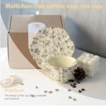 Vintage Floral Porcelain Tea Cup and Saucer Set with Spoon, Gold Trim, 6.4 oz – Set of 1, Beige – Tea & Espresso & Coffee Cups (1, Beige)