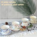 Vintage Floral Porcelain Tea Cup and Saucer Set with Spoon, Gold Trim, 6.4 oz – Set of 1, Beige – Tea & Espresso & Coffee Cups (1, Beige)