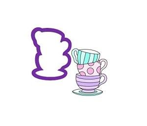 Stacked Teacups Cookie Cutter - Teacup Cookie Cutter - Cup Cookie Cutter - Drink Cookie Cutters