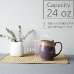 Bosmarlin Extra Large Ceramic Coffee Mug, 24 Oz, Dishwasher and Microwave Safe, Big Oversized Tea Cup, Reactive Glaze (Deep Purple)