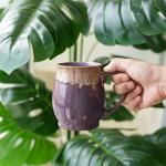 Bosmarlin Extra Large Ceramic Coffee Mug, 24 Oz, Dishwasher and Microwave Safe, Big Oversized Tea Cup, Reactive Glaze (Deep Purple)