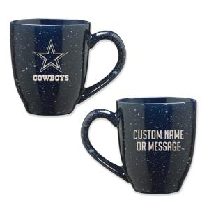 Rico Industries NFL Football Dallas Cowboys Navy Blue Personalized 16 oz Team Color Laser Engraved Speckled Ceramic Coffee Mug