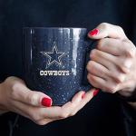 Rico Industries NFL Football Dallas Cowboys Navy Blue Personalized 16 oz Team Color Laser Engraved Speckled Ceramic Coffee Mug